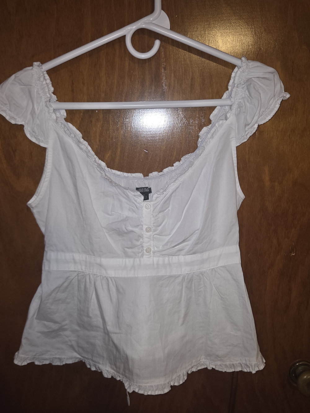 wild fable White Ruffled Scoop-Neck Peplum Top